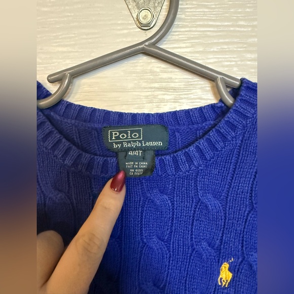 POLO BY RALPH LAUREN BLUE CABLE KNIT SWEATER 4T - Picture 3 of 5